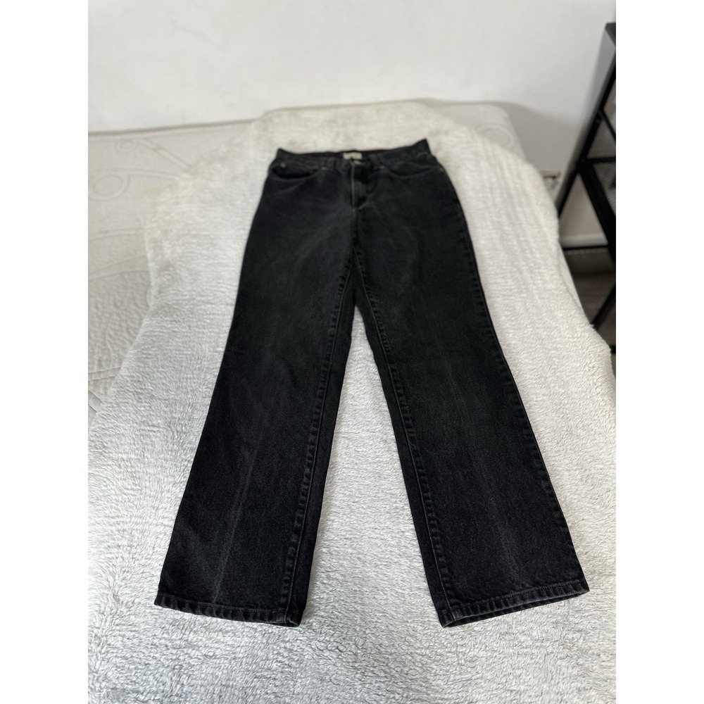 LL Bean Women's Black Straight Denim Jeans Size 4 Regular 26x28 Pants Cotton